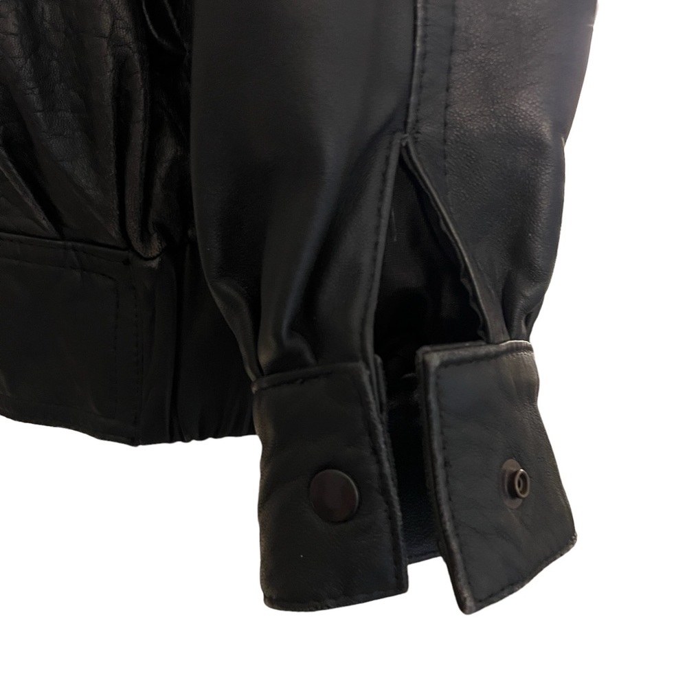 OVERSIZED BOMBER JACKET 80s MAGLIA like HAILEY BEIBER'S Leather Black VINTAGE - Picture 6 of 16